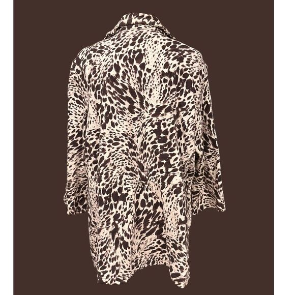 WEEKENDS BY CHICO'S Brown & Cream Animal Print Jacket Blazer Sz 3 - Picture 5 of 6
